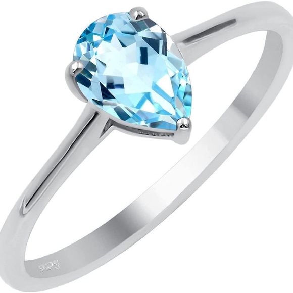 Natural Gemstone Rings For Women Sterling Silver, Solitaire Rings For Women - Picture 1 of 5